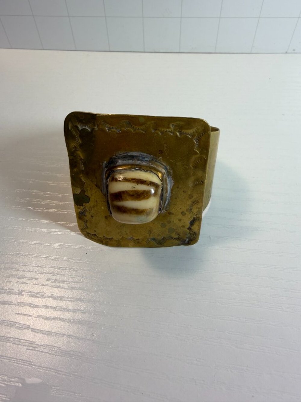 Vintage Textured Gold Cuff Bracelet